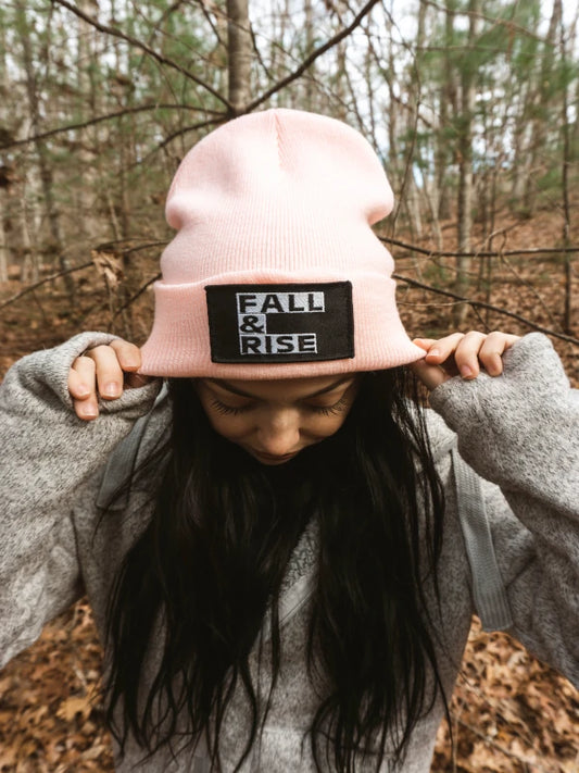 FALL AND RISE BLOCK Cuffed Beanie (Pink)